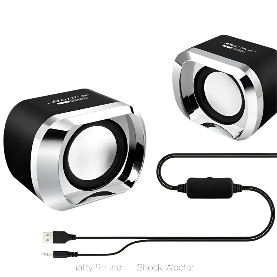 Portable Bass Computer Speakers with Subwoofer (Black)-1