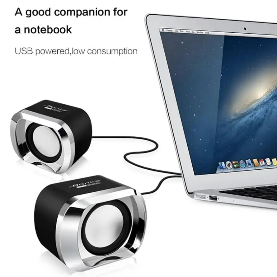 Portable Bass Computer Speakers with Subwoofer (Black)-2